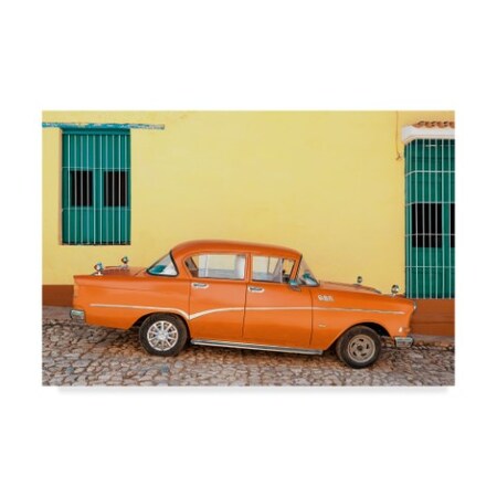 Philippe Hugonnard 'Orange Classic Car In Trinidad' Canvas Art,16x24